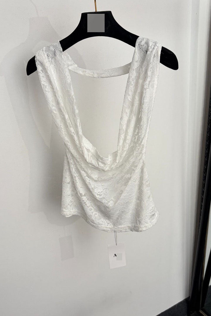 O1CN01949IW623adL5lo4z7__2218792767272-0-cib WHITE SHEER LACE HALTER TWO-PIECE SET - FLARED PANTS