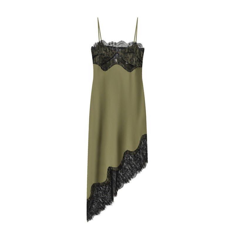 O1CN019ifOMF1zsiTk1uAtI__2221209346770-0-cib OLIVE SATIN ASYM LACE SLIP DRESS, EVENING
