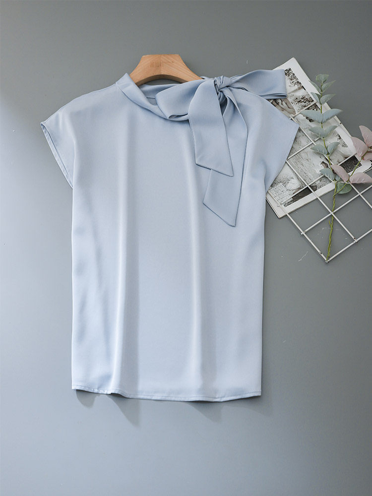 O1CN01BQuZ5i1fP8YFEUCb3__163593998 ASYMMETRIC BOW SATIN BLOUSE | CAP SLEEVE WEDDING GUEST