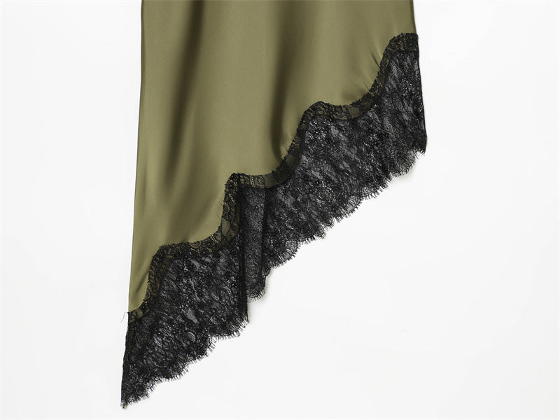 O1CN01C11CrQ1zsiTk9VxNP__2221209346770-0-cib OLIVE SATIN ASYM LACE SLIP DRESS, EVENING