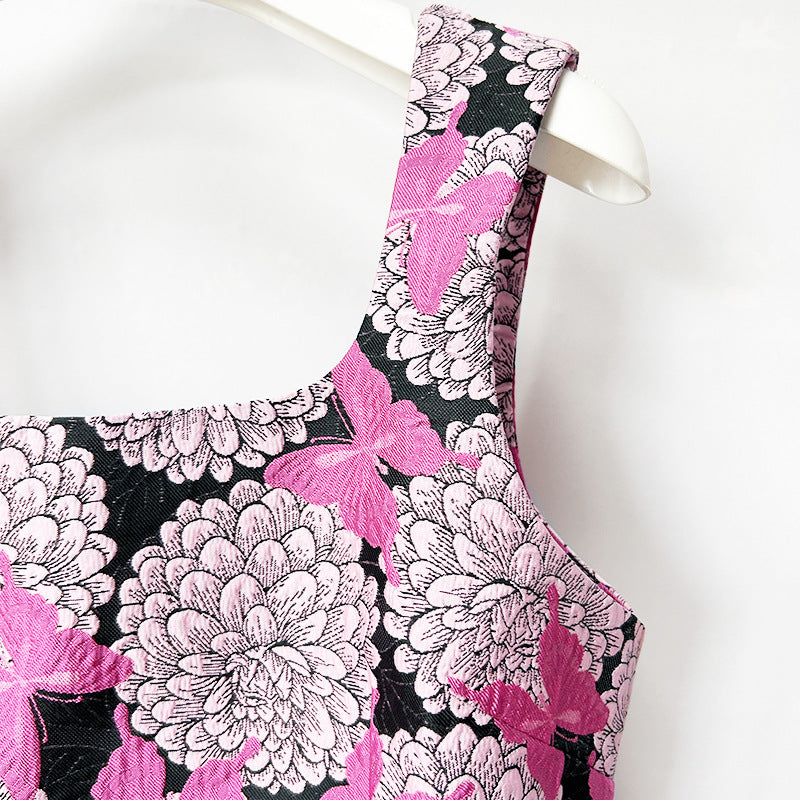 O1CN01C6ZDwA1PGrWinoZle__2215471241814-0-cib SQUARE NECK FLORAL BUTTERFLY SLEEVELESS MINI DRESS
