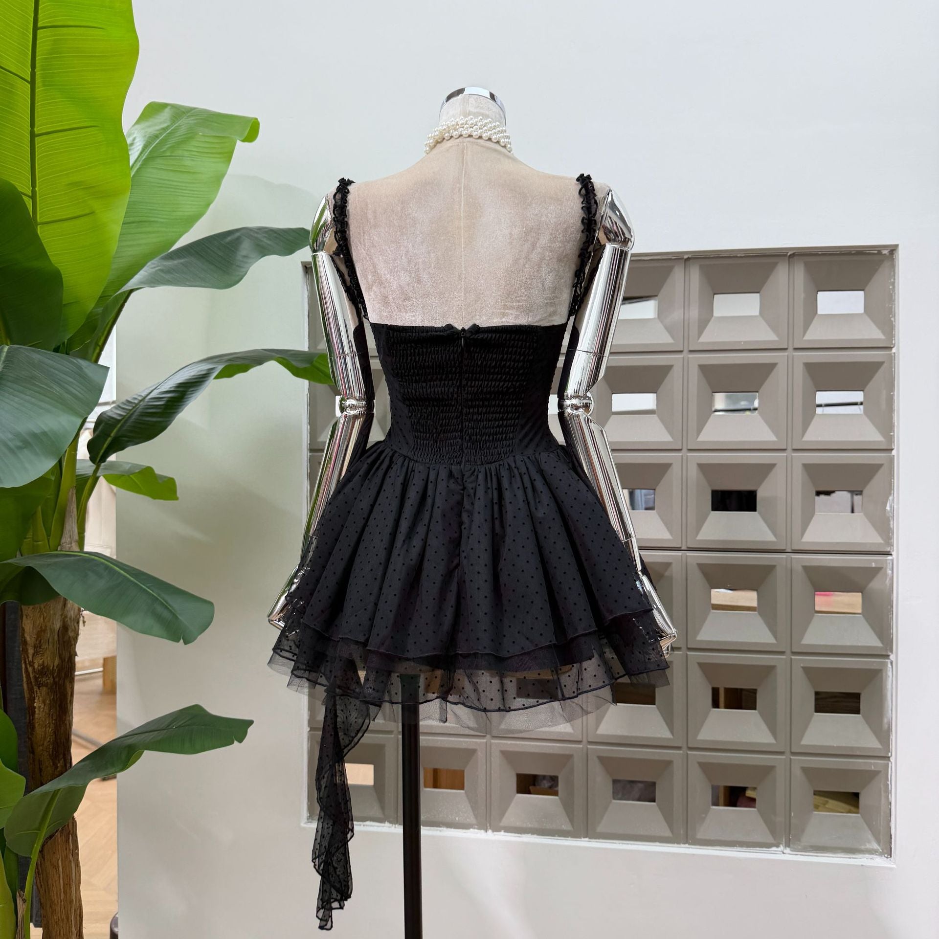 O1CN01CDTKyb1EoKkxS3Yhp__2218304790398-0-cib BLACK TULLE FIT-AND-FLARE COCKTAIL MINI DRESS