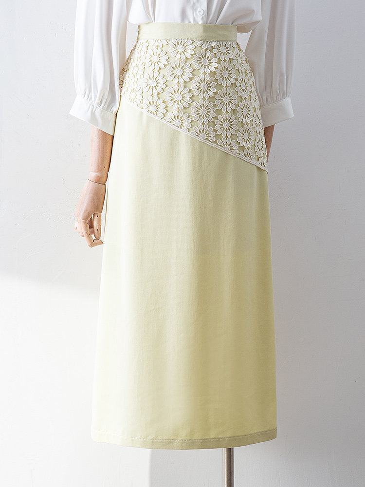 O1CN01CQ2V7w1fP8XhfeCVg__163593998 DIAGONAL LACE MIDI SKIRT, HIGH WAIST STRAIGHT, FLORAL SPLICE
