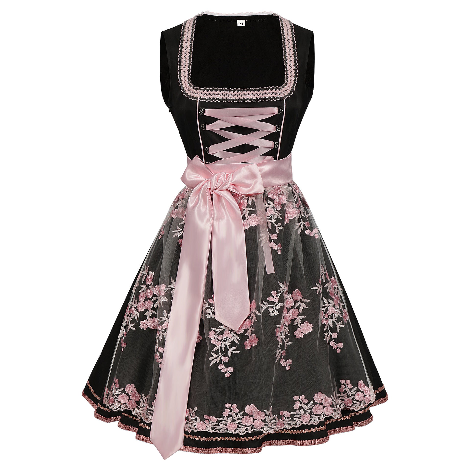 O1CN01CvrpMG1lMkDox8TQc__2221191934805-0-cib BLACK MATTE WOVEN FIT-AND-FLARE DIRNDL DRESS