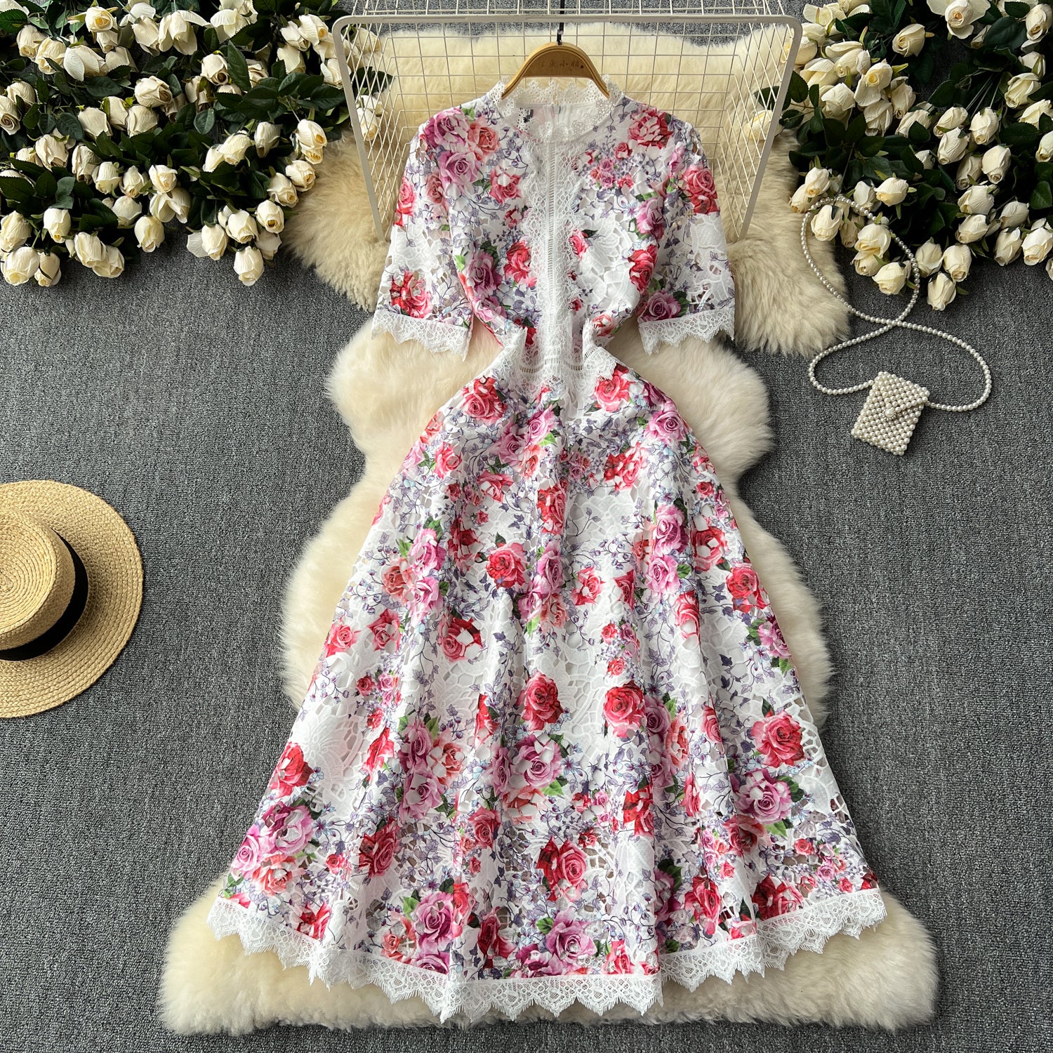 O1CN01DFvcBW24PT6jmFFDG__381577383 WHITE GUIPURE LACE FLORAL MIDI DRESS FOR WEDDING