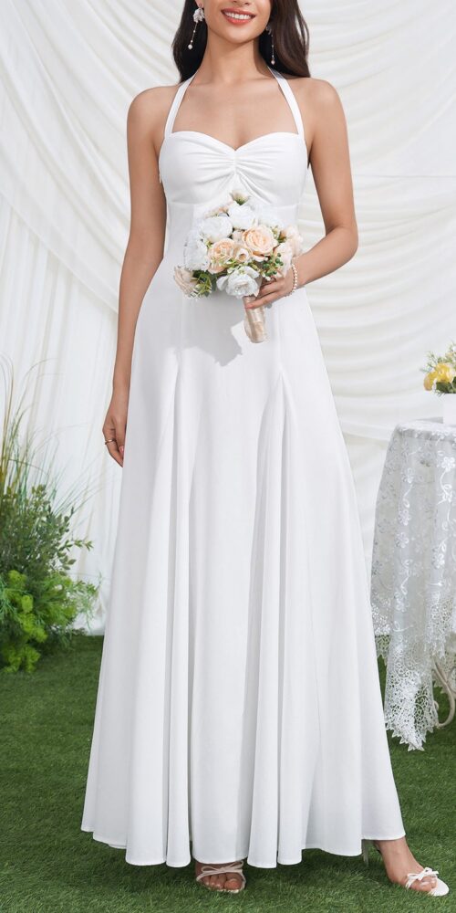 O1CN01EG1QlH23jKrZzT1pL__3423897291-0-cib HALTER TWIST BUST FLOWY CHIFFON WEDDING MAXI DRESS