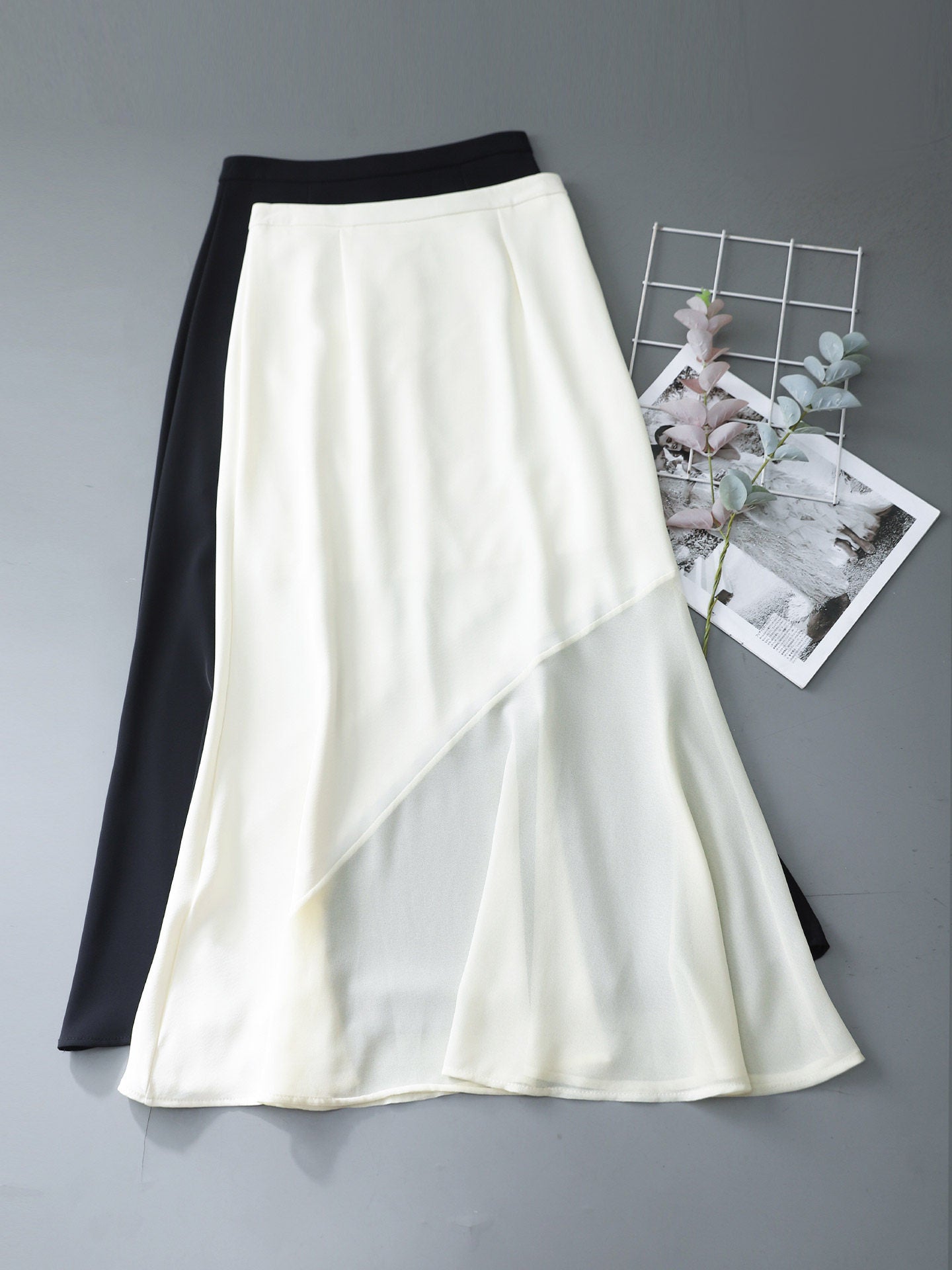 O1CN01ES6MTd1fP8WpLYtoo__163593998 HIGH WAIST ASYMMETRIC CHIFFON MERMAID MIDI SKIRT