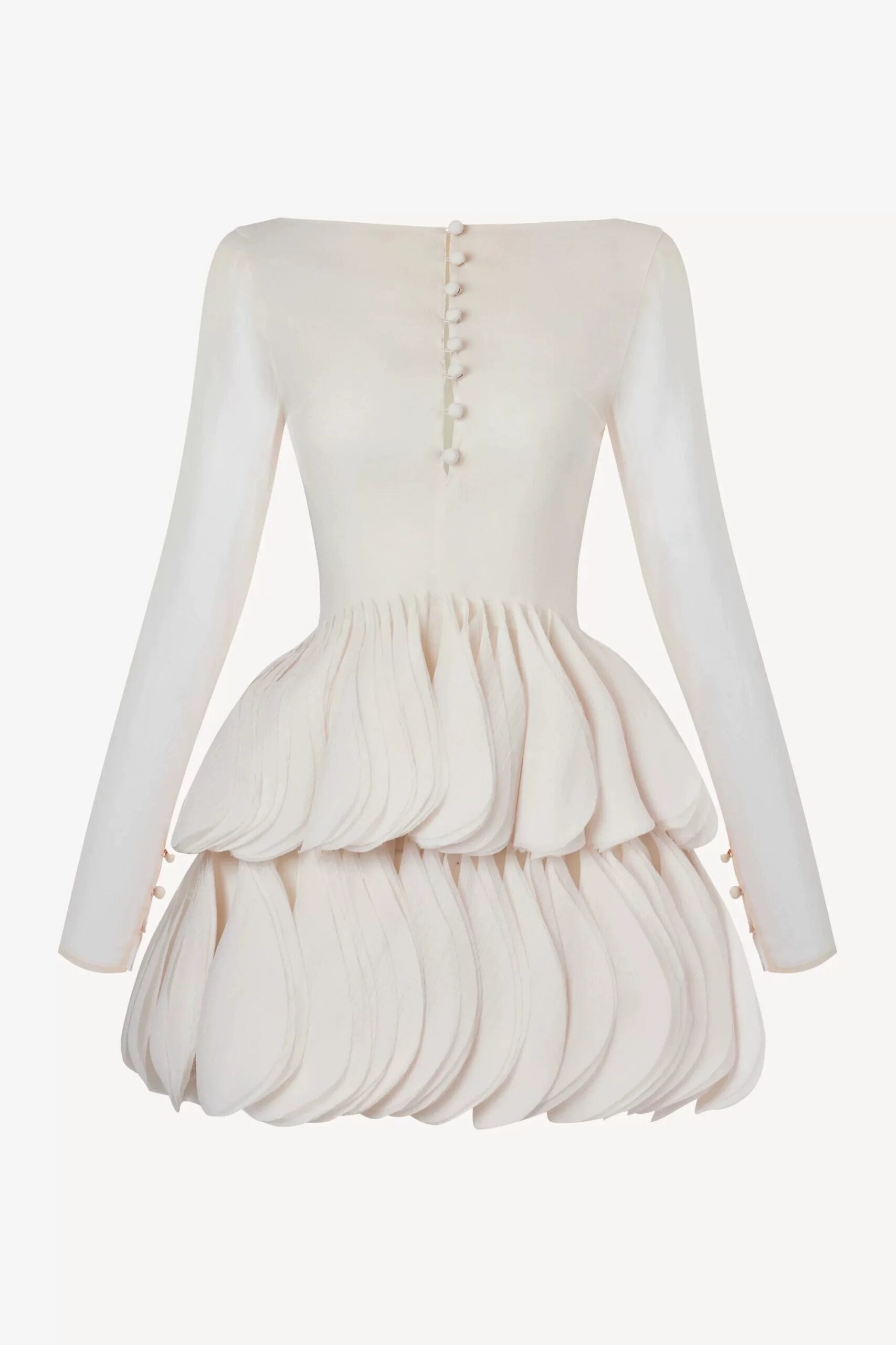 O1CN01F7hM3j258M73FlCNF__470977481 CREAM SHEER LAYERED PETAL MINI DRESS WITH BROWN LEATHER BELT