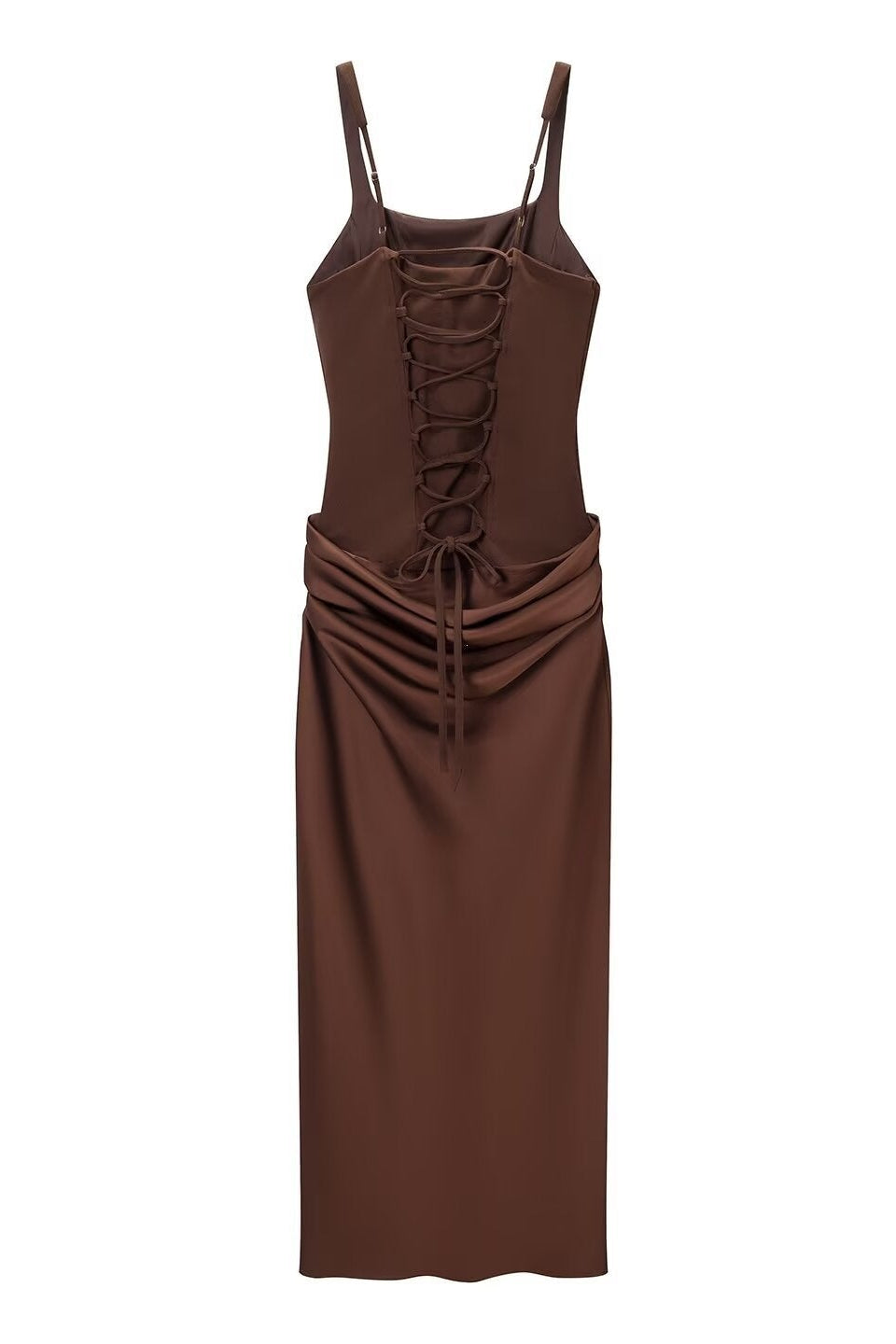 O1CN01GRvqPn21ArpmsmSsL__2216938586945-0-cib DARK BROWN SATIN COLUMN GOWN DRAPED HIP EVENING WEAR