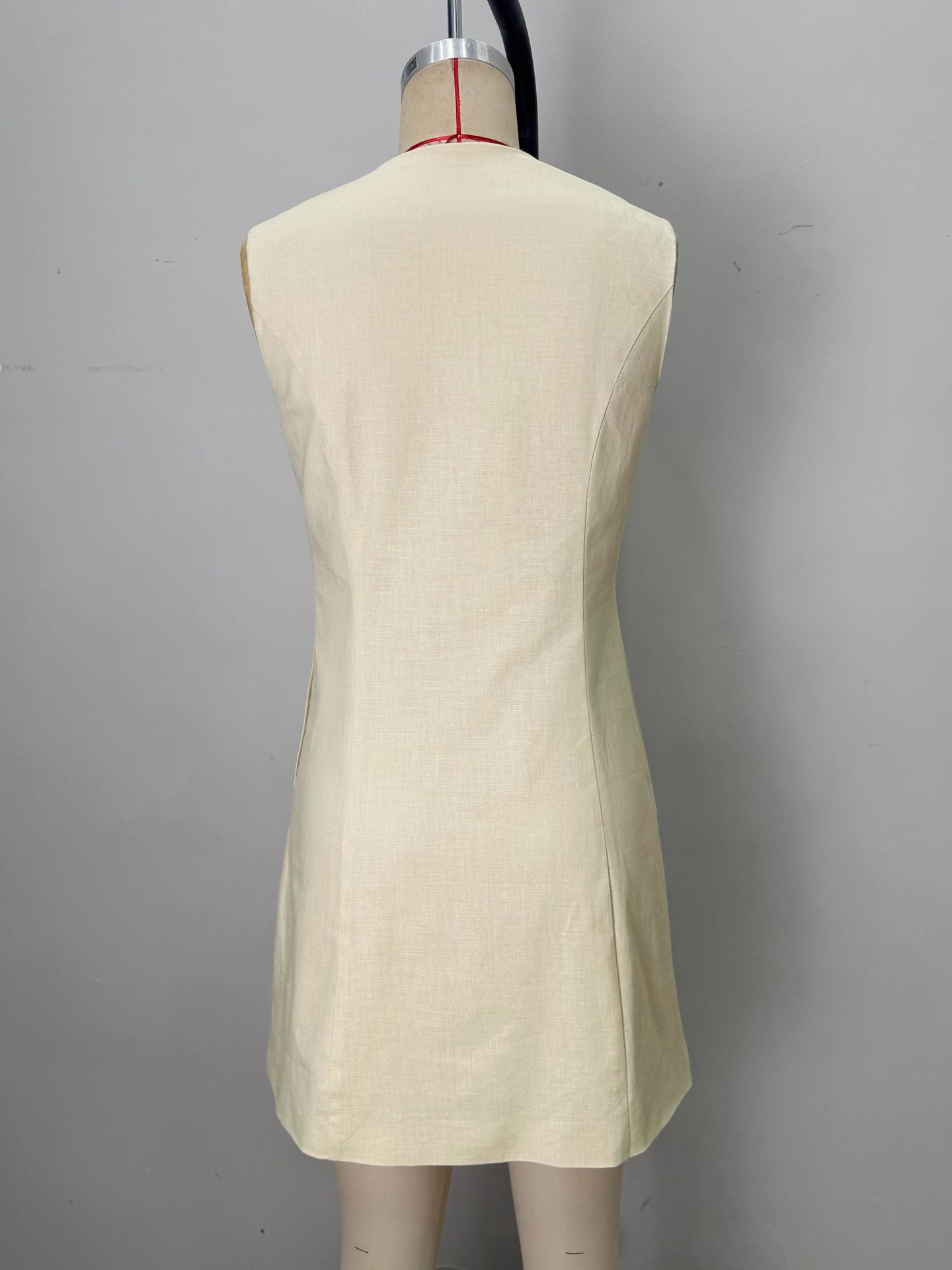 O1CN01HdfI6z1zMCIdeCi5h__2217524266699-0-cib PALE YELLOW SLEEVELESS SHELL BUTTON STRAIGHT MINI DRESS