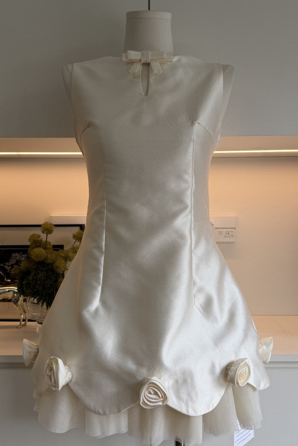 O1CN01KrMNux20M1qgSJTnp__2217545656834-0-cib WHITE MINI DRESS ROSE APPLIQUÉ BOW DETAIL COCKTAIL
