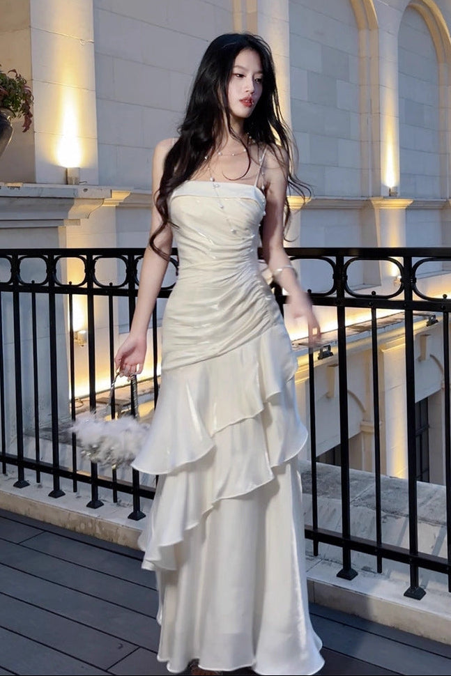 O1CN01KtJQm21NwsfVTNdSg__2218750891635-0-cib SIDE RUCHED TIERED RUFFLE SATIN MAXI DRESS