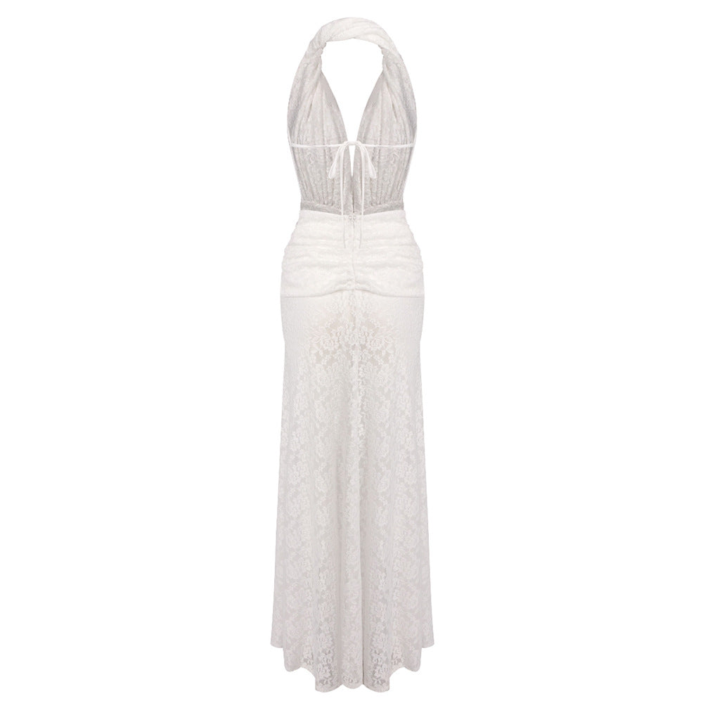 O1CN01LExzj41DRbVoZvCYR__2203467220213-0-cib WHITE LACE COLUMN GOWN WITH FRONT SLIT