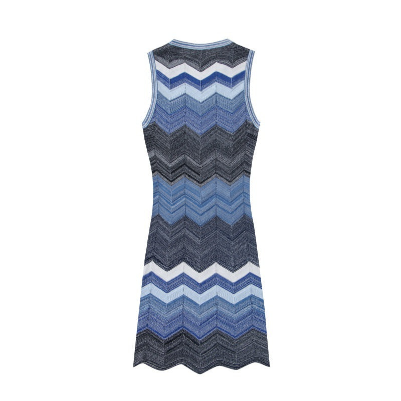 O1CN01M6k7W11HWsVRLsSNc__2221375190766-0-cib CHEVRON STRIPED SLEEVELESS KNIT MINI DRESS