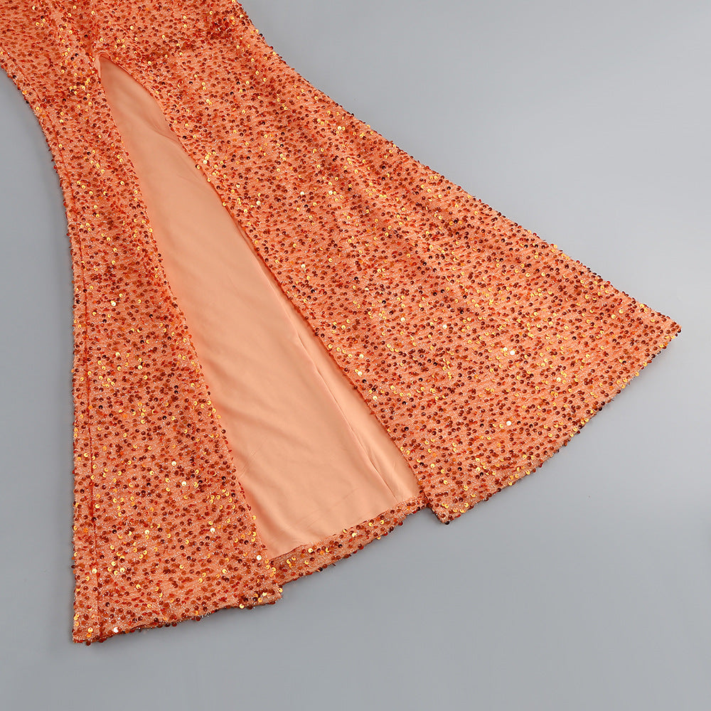 O1CN01MK5beB28SS4qtWtPv__2215820147931-0-cib ORANGE SEQUIN ONE-SHOULDER FLOOR-LENGTH GOWN