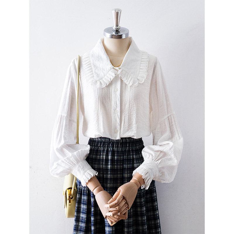 O1CN01N3NCbD1fP8ZOCWJbD__163593998 RUFFLED PETER PAN COLLAR PUFF SLEEVE CRINKLED BLOUSE