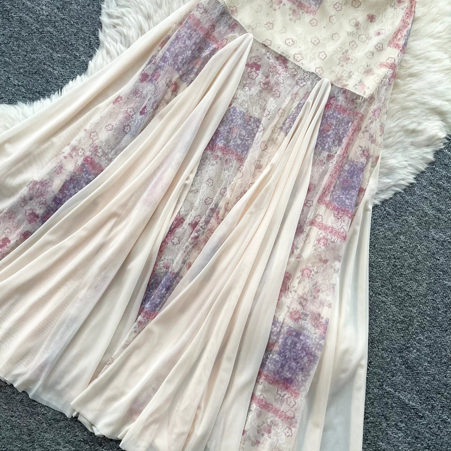 O1CN01NLSctR24PTIYyYmf0__381577383 PASTEL FLORAL LACE MERMAID MIDI DRESS, 3D FLOWER TULLE
