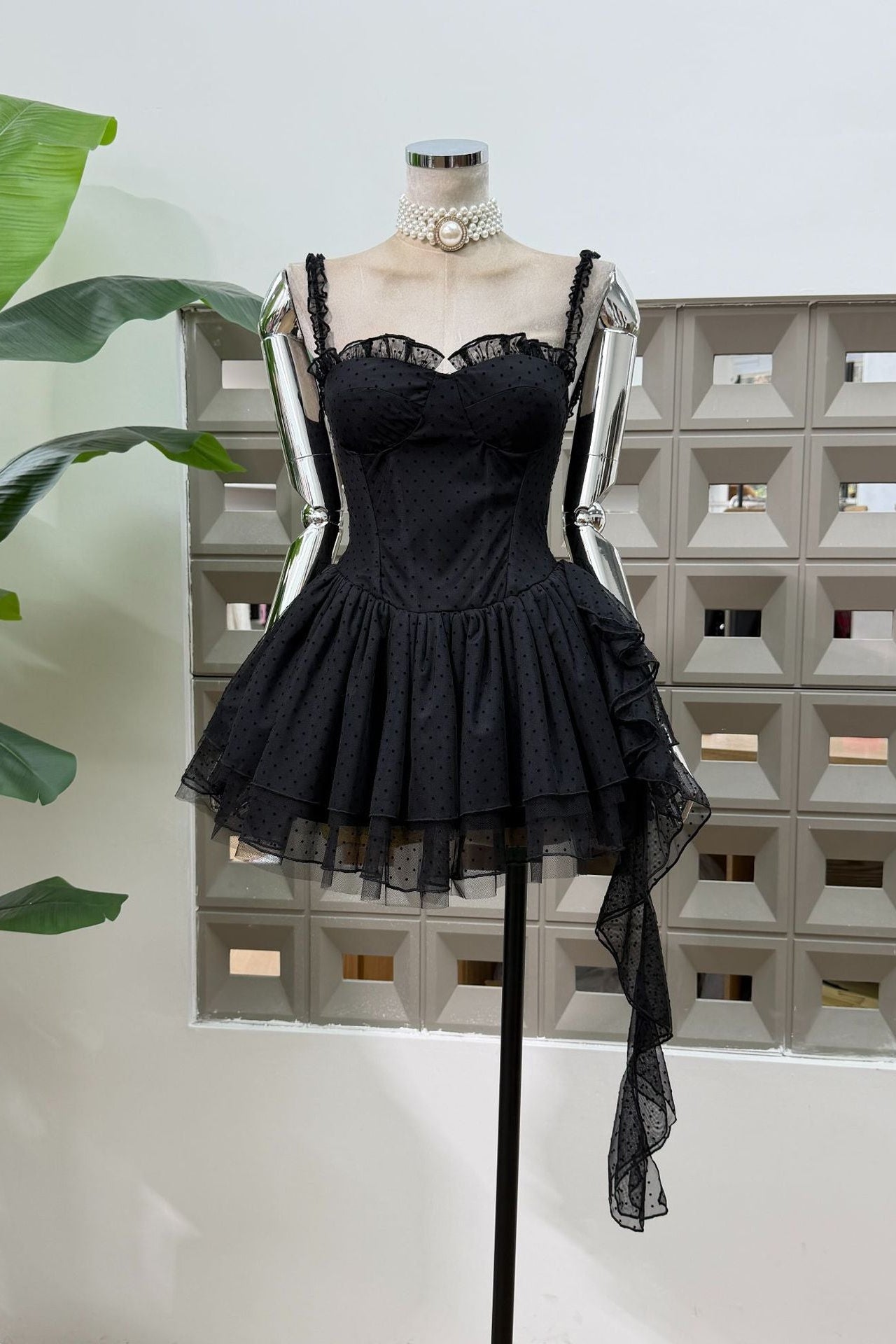O1CN01NhIqsx1EoKkxrqztm__2218304790398-0-cib BLACK TULLE FIT-AND-FLARE COCKTAIL MINI DRESS
