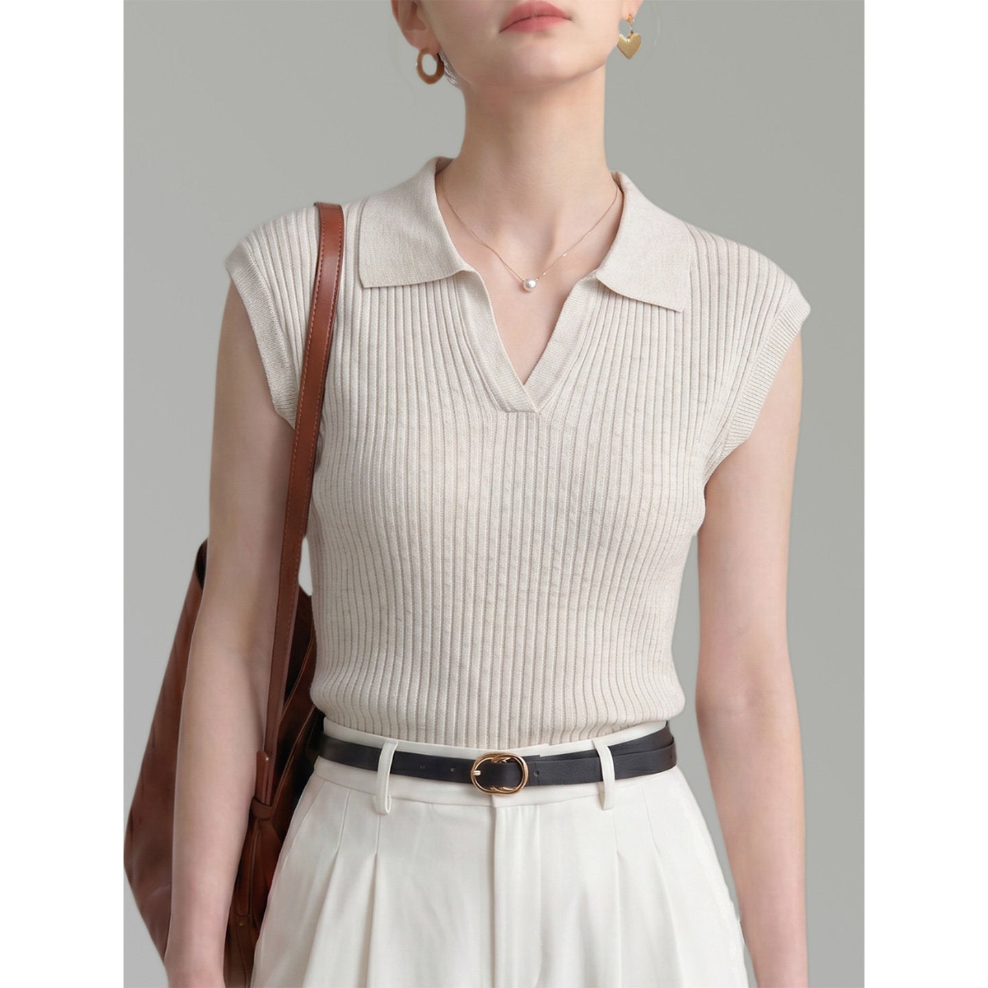 O1CN01OF8mte1fP8c6jHX9R__163593998 POLO COLLAR RIBBED KNIT CAP SLEEVE TANK
