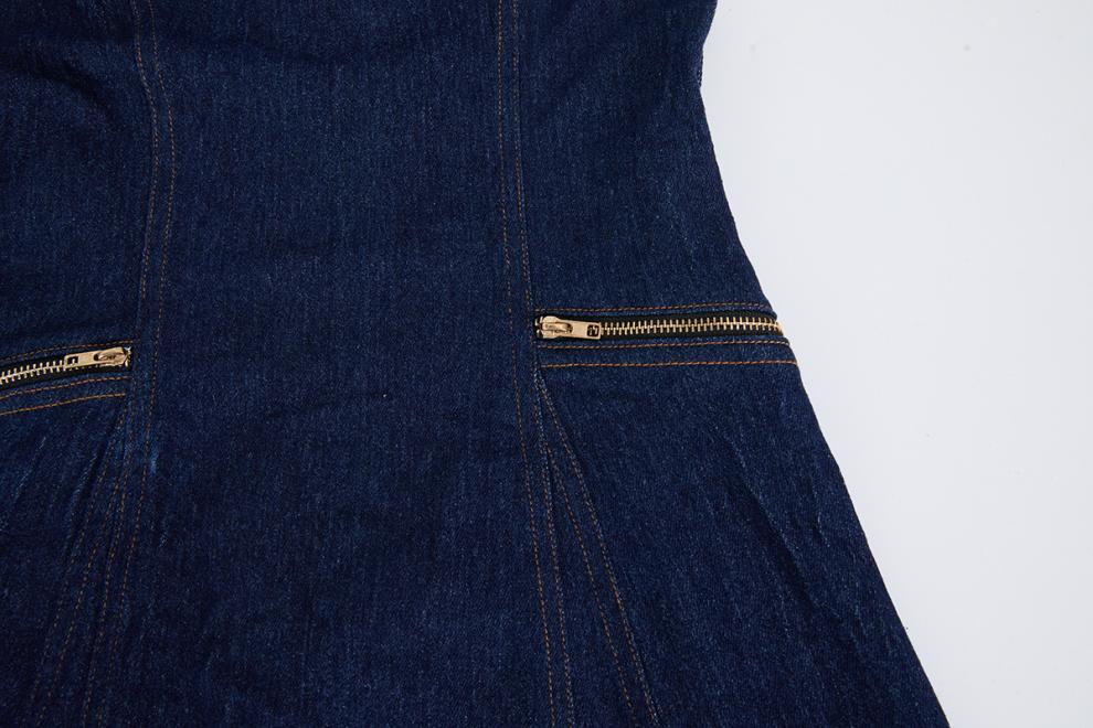 O1CN01Pik93n1rKLrfr9U0i__2206680355612-0-cib DARK BLUE DENIM FIT-AND-FLARE MIDI DRESS FOR WEDDING GUEST