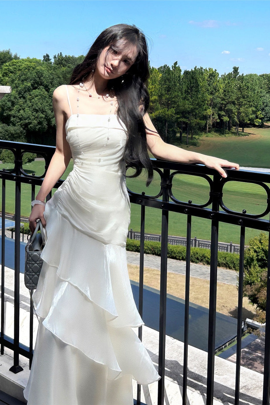 O1CN01Q7dFmo1NwsfWfeTjC__2218750891635-0-cib SIDE RUCHED TIERED RUFFLE SATIN MAXI DRESS