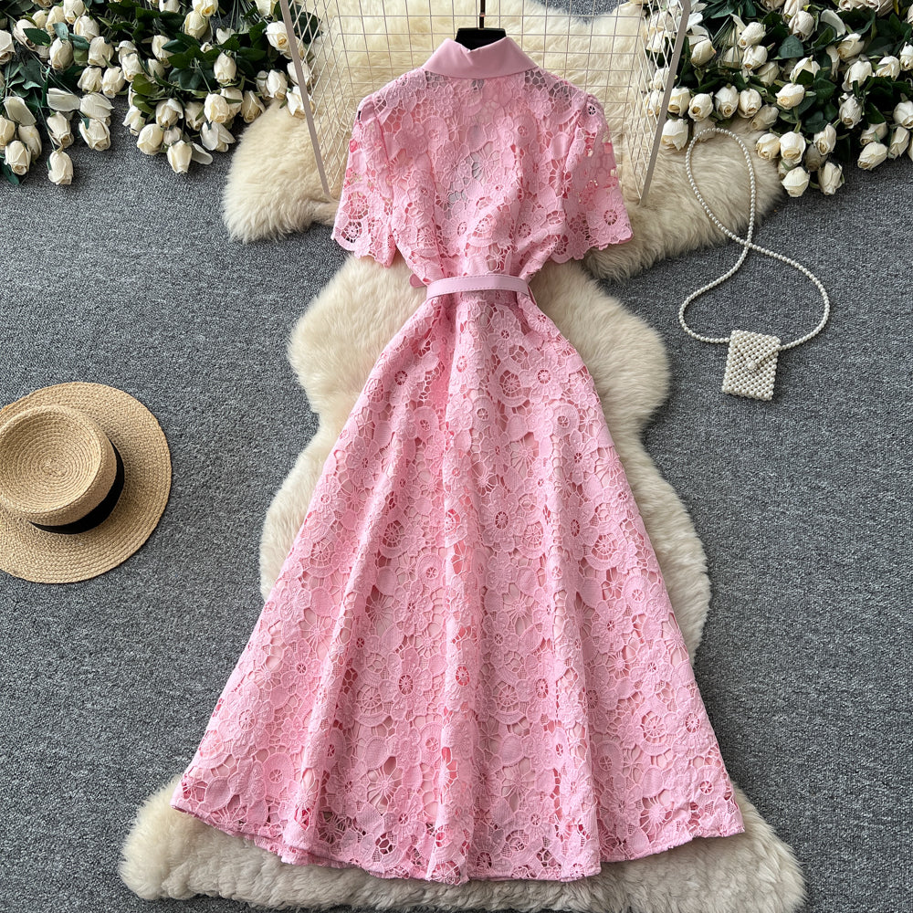 O1CN01QlTaZG24PTIxTdzMB__381577383 LIGHT PINK FLORAL LACE A-LINE MIDI DRESS