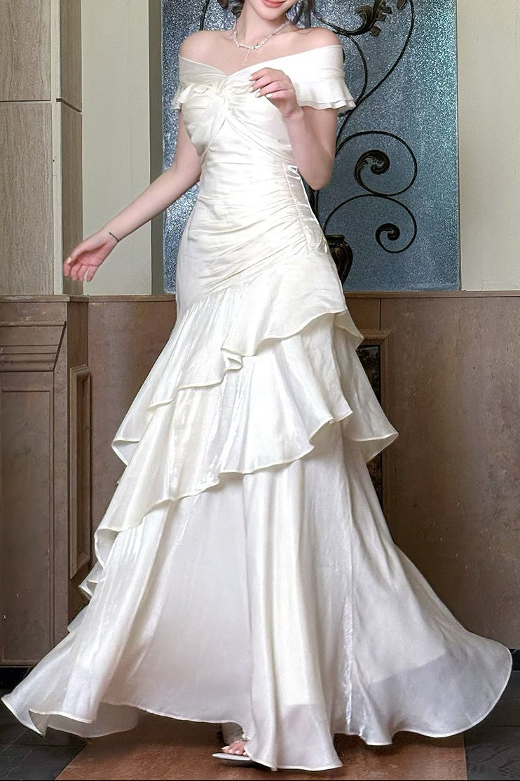 O1CN01RNFXtq1NwsfWEaMfb__2218750891635-0-cib OFF SHOULDER TWIST RUCHED TIERED RUFFLE SATIN MAXI DRESS