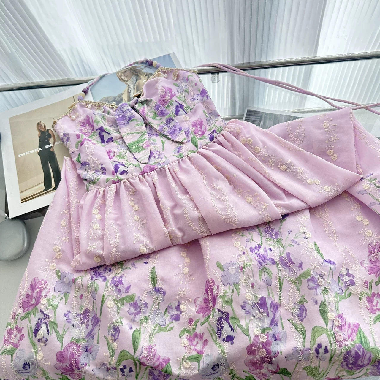 O1CN01RW9xFI1L0b4SyextM__2213912531237 HALTER BOW FRONT FLORAL EMBROIDERY MIDI DRESS