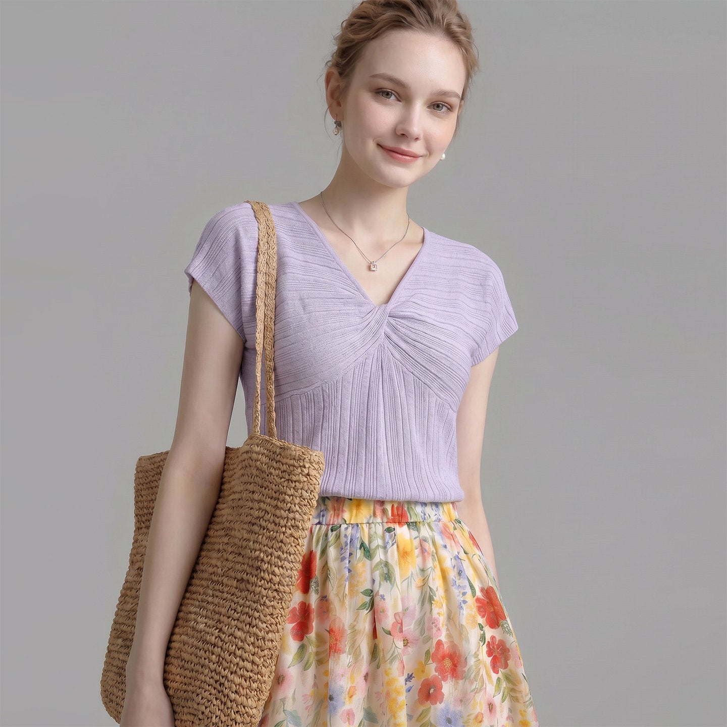 O1CN01RXstQU1fP8cP6IOw7__163593998 FRONT TWIST V NECK CAP SLEEVE TEXTURED KNIT TOP