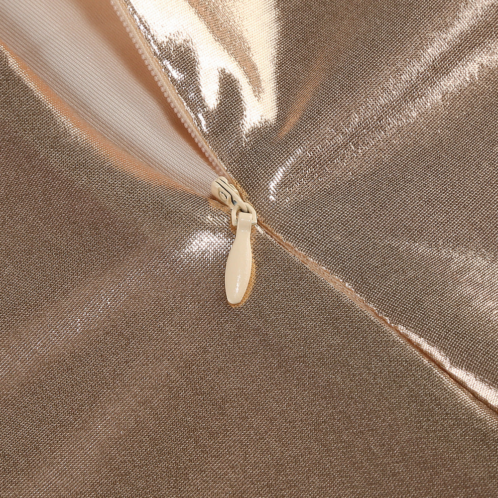 GOLD RUCHED MERMAID EVENING GOWN