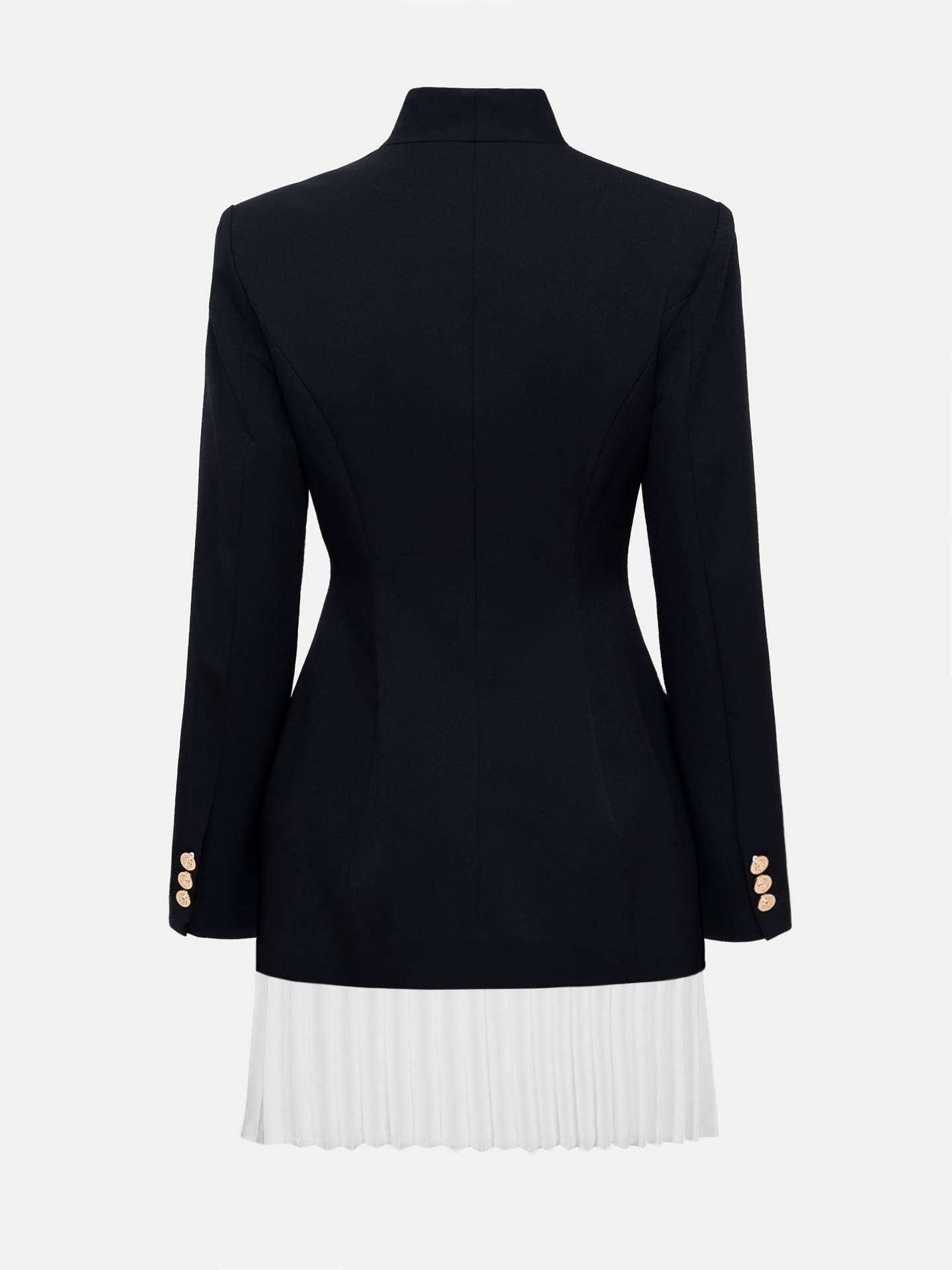 ONE BUTTON BLAZER PLEATED MINI DRESS