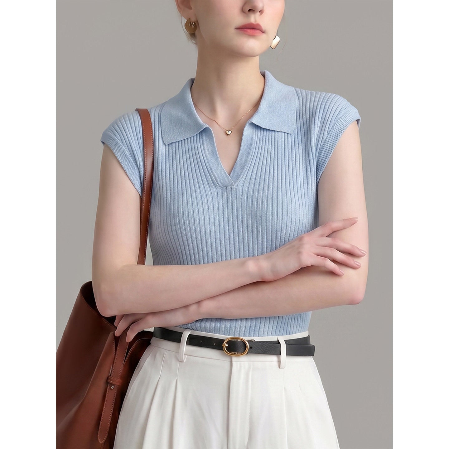 O1CN01SN4wLj1fP8c700LDq__163593998 POLO COLLAR RIBBED KNIT CAP SLEEVE TANK