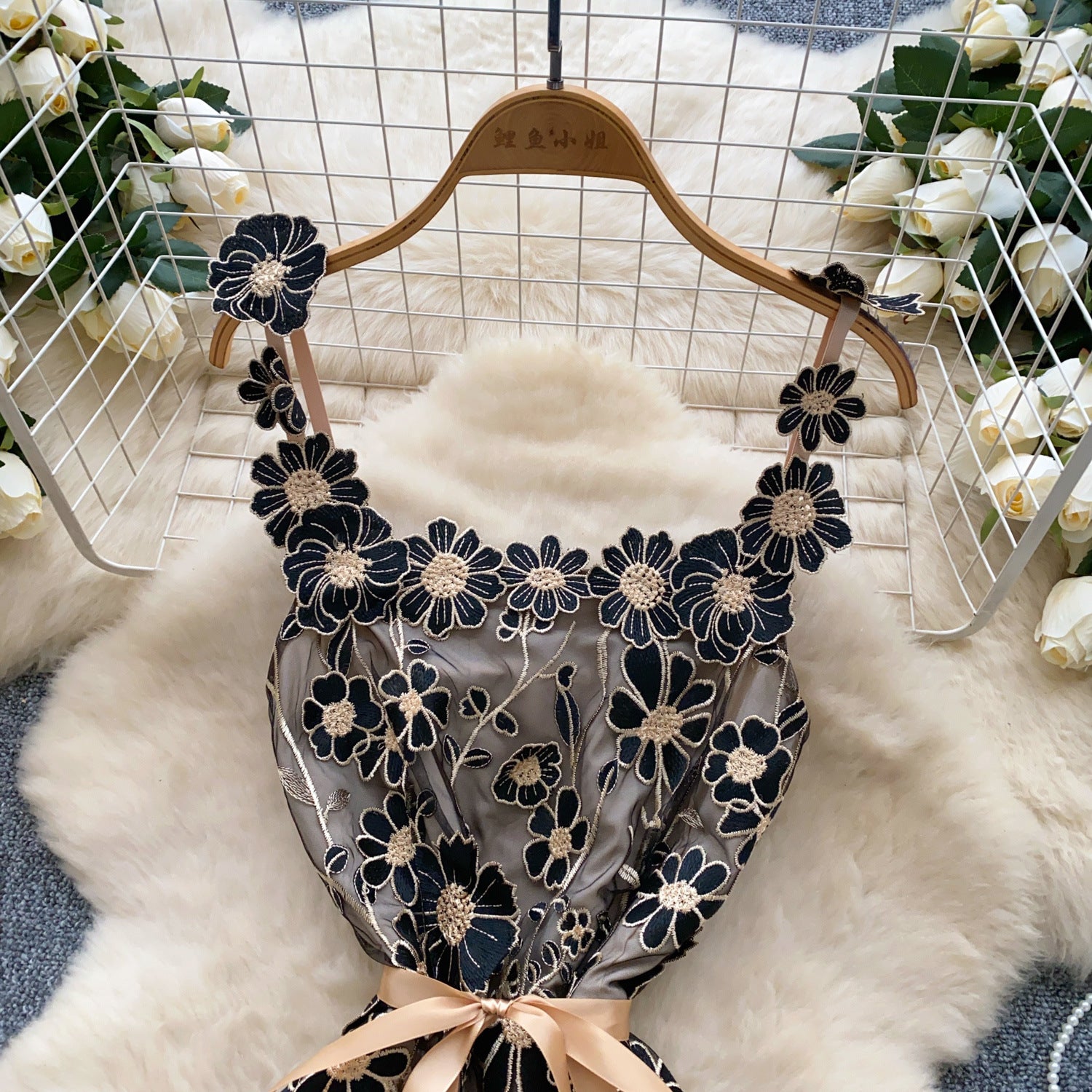 O1CN01STxxZY2Ipwll8HEIy__2214341149336-0-cib BLACK EMBROIDERED TULLE A-LINE MINI DRESS