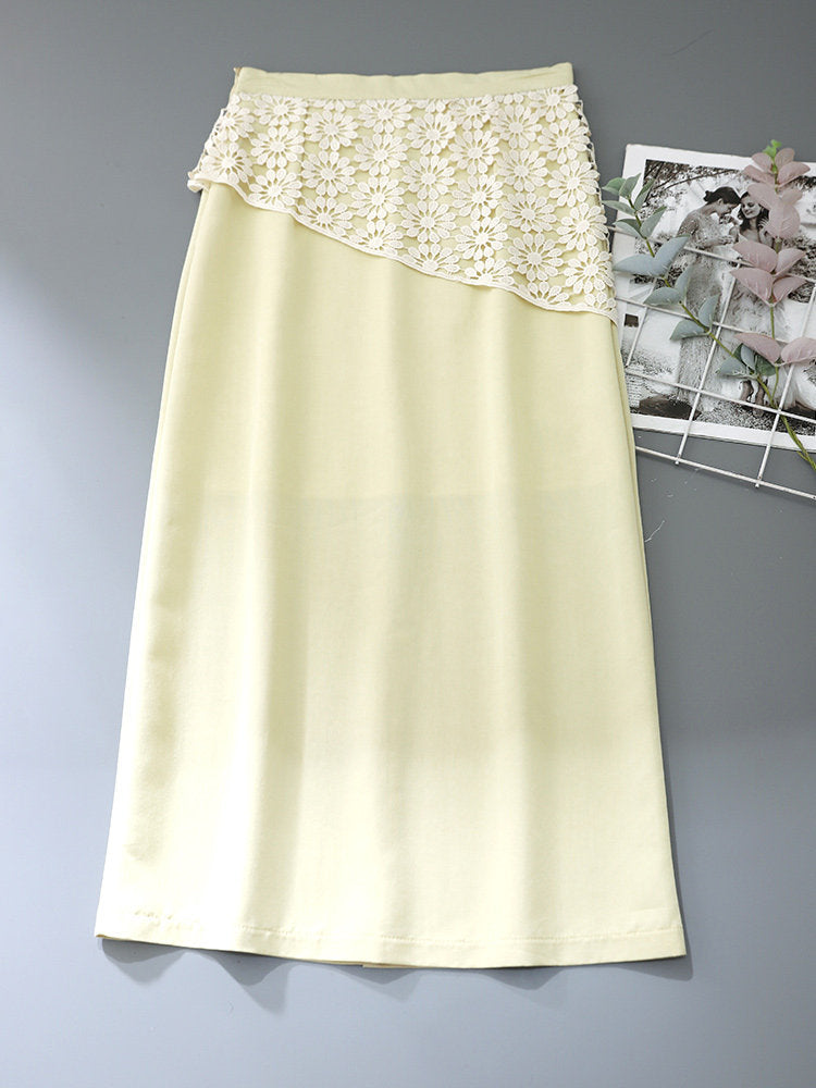 O1CN01Td9S4V1fP8XhEg9Cm__163593998 DIAGONAL LACE MIDI SKIRT, HIGH WAIST STRAIGHT, FLORAL SPLICE