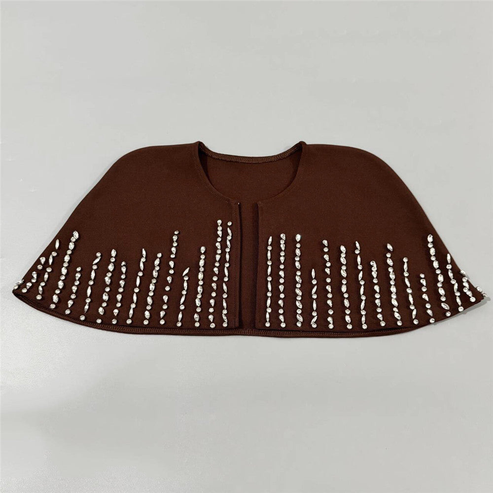 O1CN01U0pEDJ1UDGZFFSF51__2214680492483-0-cib DARK BROWN CREPE COLUMN DRESS CAPELET OVERLAY
