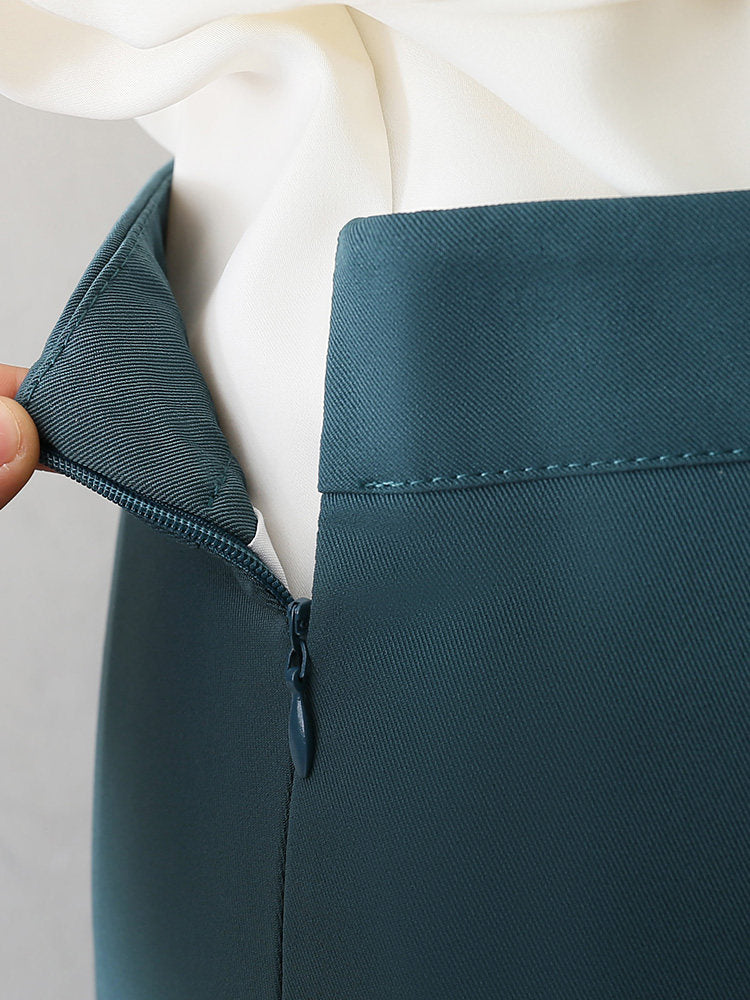 O1CN01UDWNIe1fP8NzbEwNP__163593998 TEAL HIGH WAIST LAYERED A-LINE MIDI SKIRT BUSINESS ELEGANT