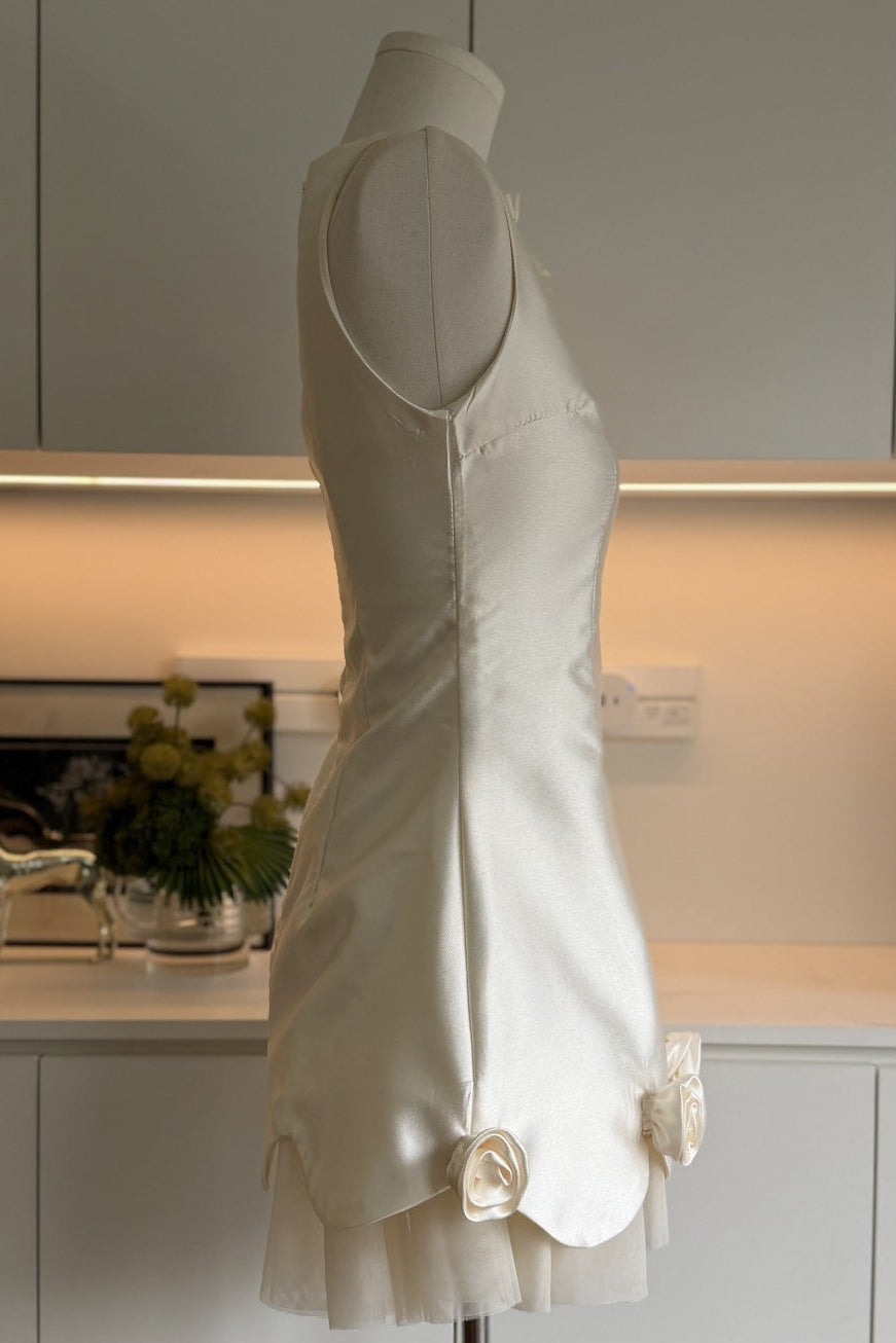 O1CN01UXdbDP20M1qgdJItM__2217545656834-0-cib WHITE MINI DRESS ROSE APPLIQUÉ BOW DETAIL COCKTAIL