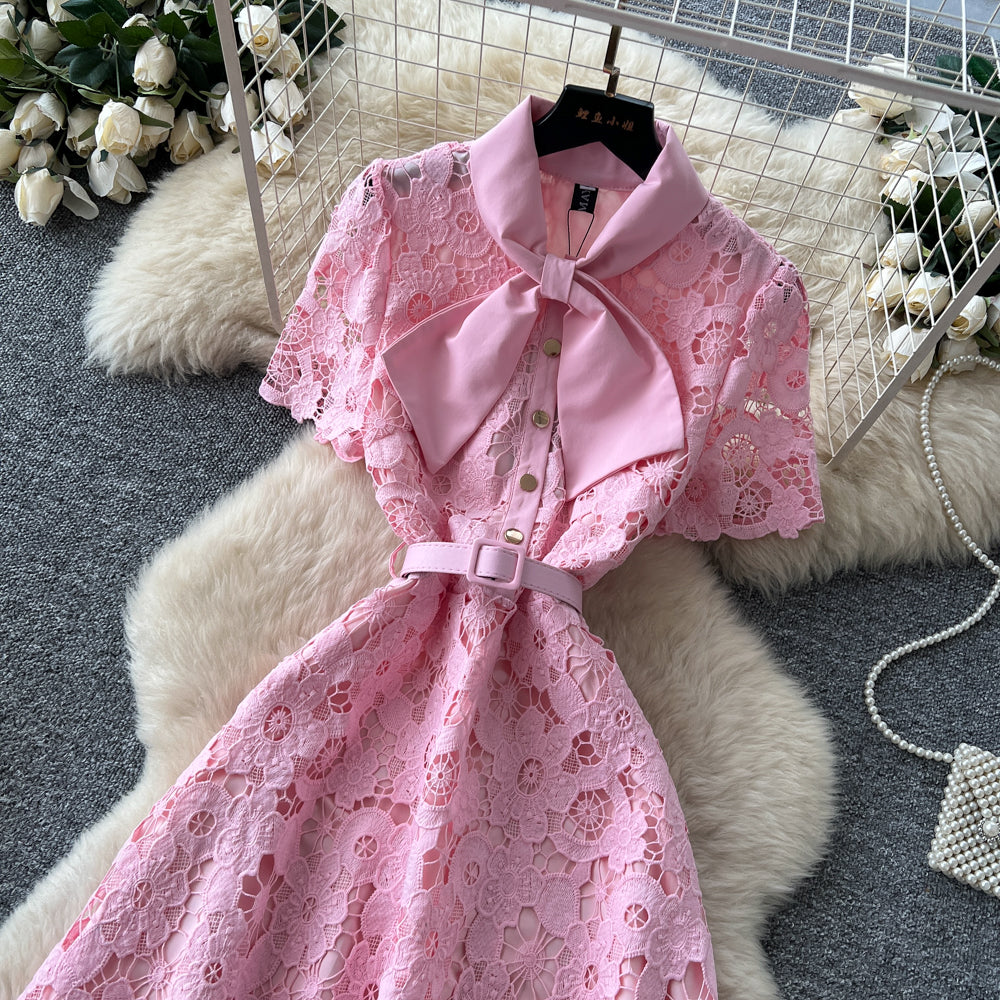 O1CN01VE31LO24PTIxfmZ0o__381577383 LIGHT PINK FLORAL LACE A-LINE MIDI DRESS