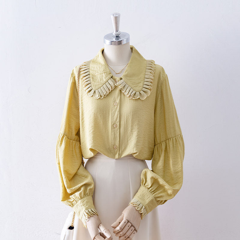 O1CN01VGipi51fP8YRL5BmR__163593998 LAYERED RUFFLE COLLAR PUFF LONG SLEEVE TEXTURED BLOUSE