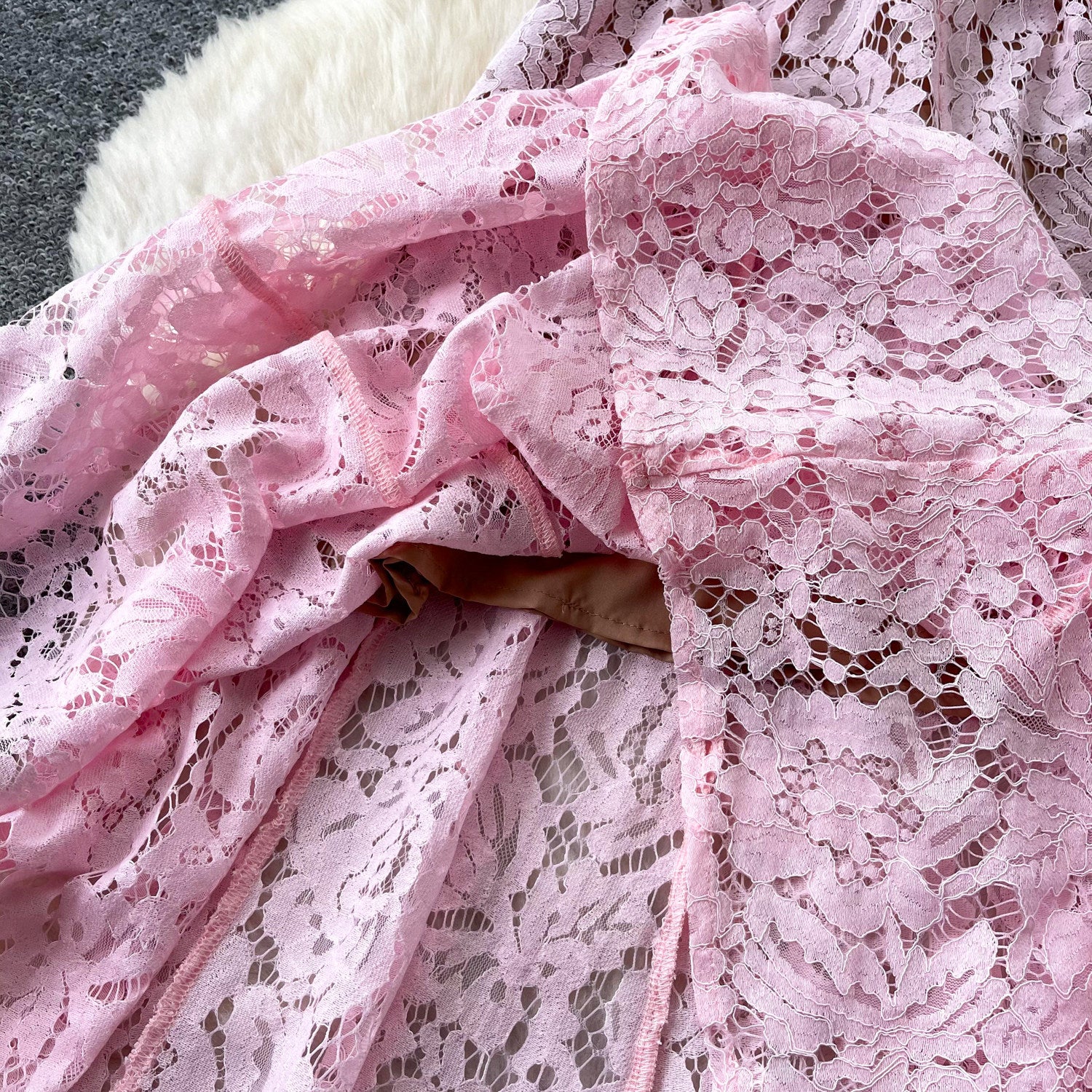O1CN01Vexatb1JsysCl2ZD5__2217741411085-0-cib PINK FLORAL LACE A-LINE MIDI DRESS FOR WEDDING GUEST