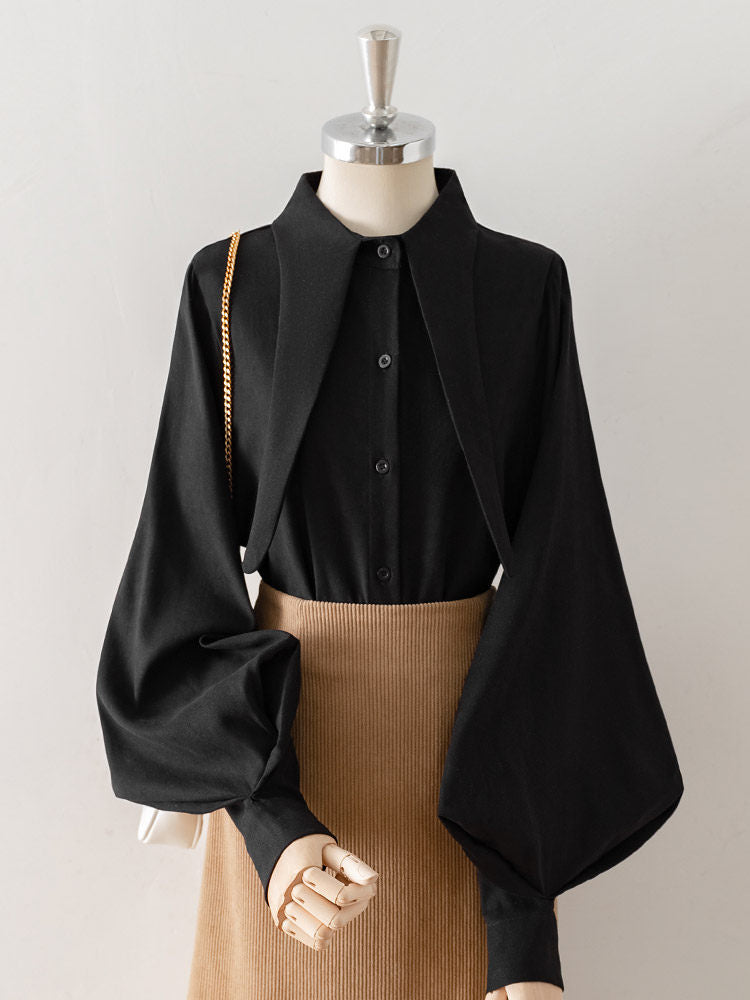 O1CN01VyABpc1fP8TSMDF4p__163593998 OVERSIZED POINT COLLAR LANTERN SLEEVE BLOUSE