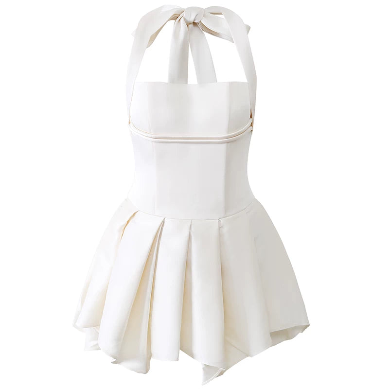 O1CN01XPmBA01ZKCeUhNk4u__2249253175 HALTER DOUBLE STRAP SATIN FIT & FLARE MINI DRESS