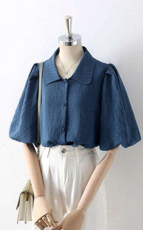 O1CN01XeQ1JG1fP8DxI7W32__163593998 LAPEL BUBBLE SLEEVE TEXTURED BLOUSE FOR WORK