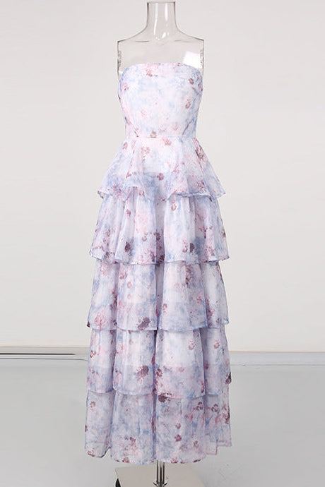 O1CN01YCO3eC1PaYdfOwUlV__2217558861857-0-cib FLORAL STRAPLESS TIERED MAXI DRESS FOR WEDDING GUEST