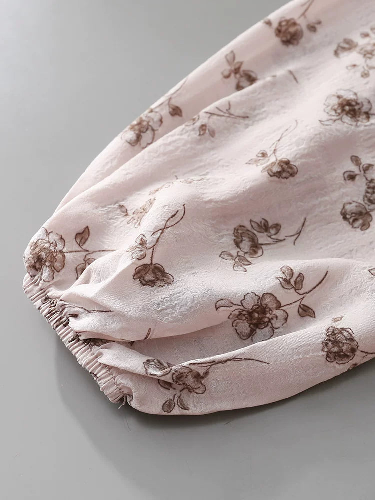 O1CN01YRqshO1fP8SvHqP8i__163593998 V-NECK BOW RUFFLE FLORAL PUFF-SLEEVE BLOUSE