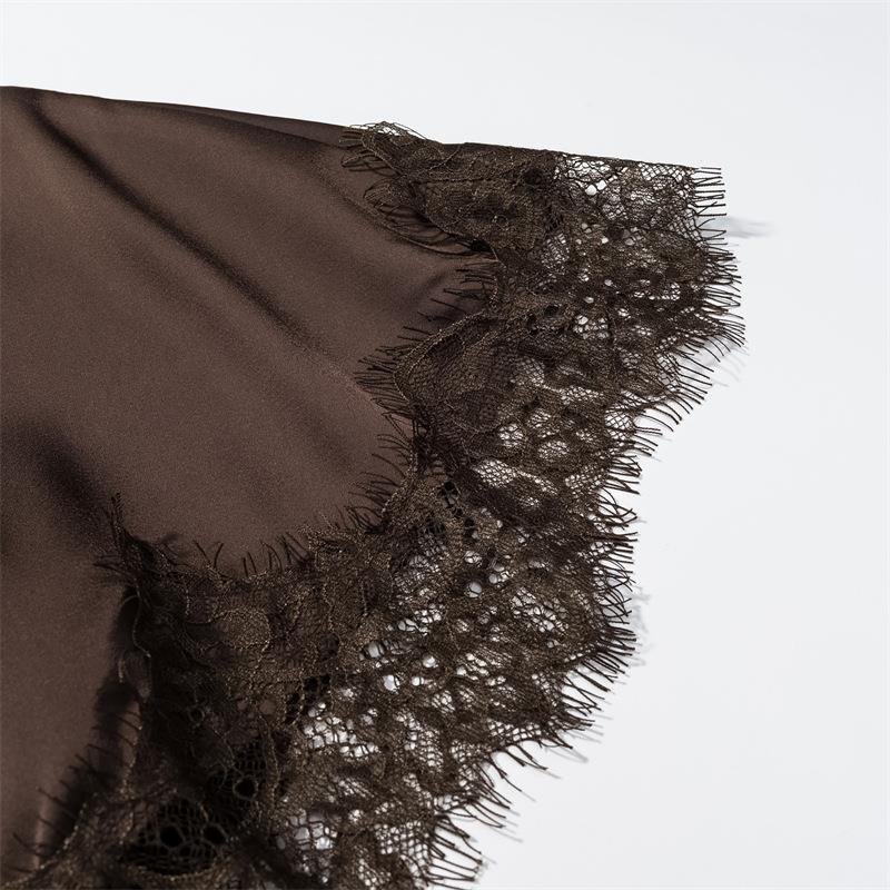 O1CN01ZzQsHB1Vsm3IXMpBd__2235522709-0-cib CHOCOLATE BROWN SATIN ASYMMETRIC A-LINE CAPELET DRESS