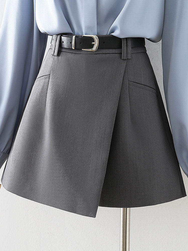 O1CN01a5nsno1fP8On1AVhM__163593998 GREY HIGH WAIST BUSINESS SKORT WITH WRAP BELT