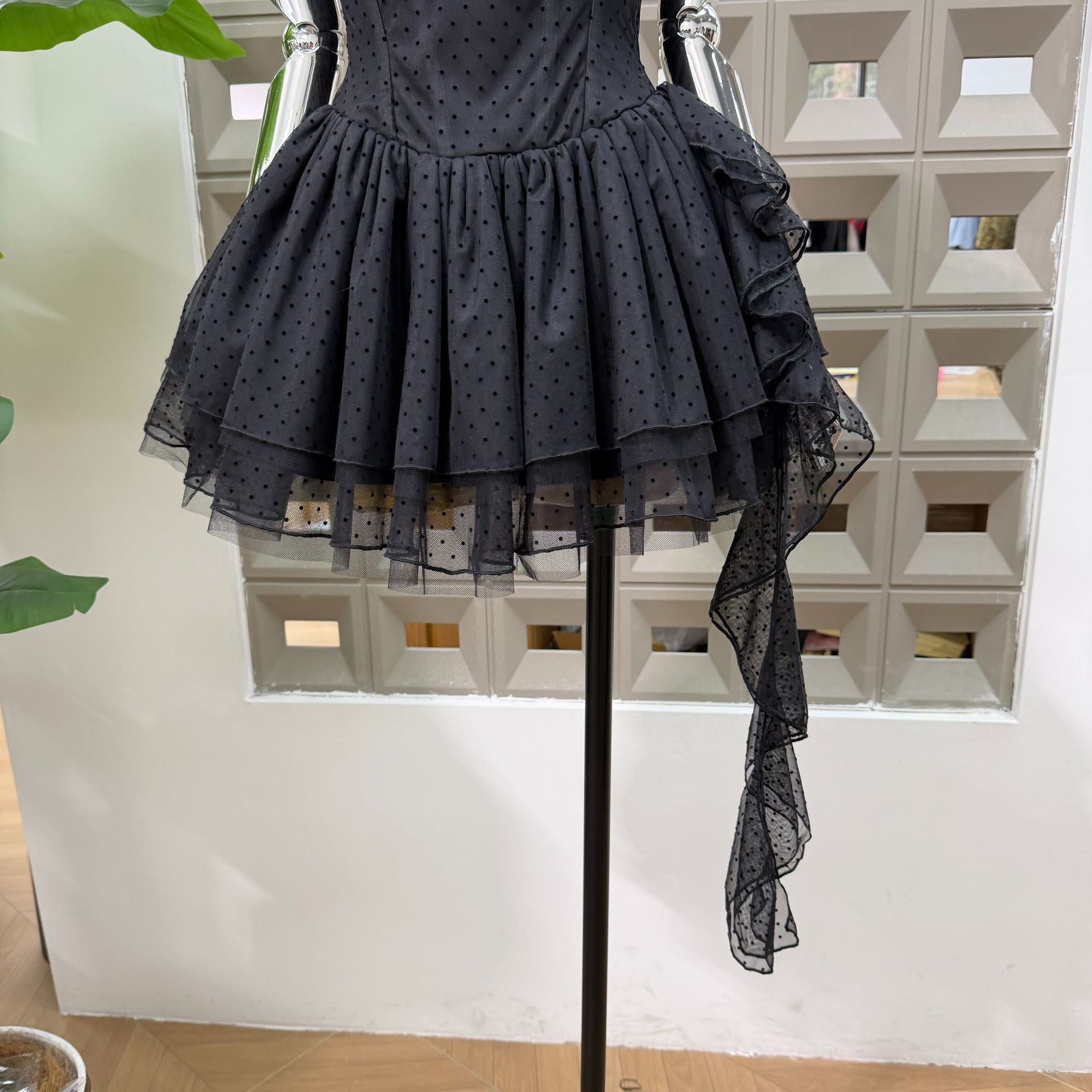 O1CN01as8Ws71EoKkxS5ZPZ__2218304790398-0-cib BLACK TULLE FIT-AND-FLARE COCKTAIL MINI DRESS