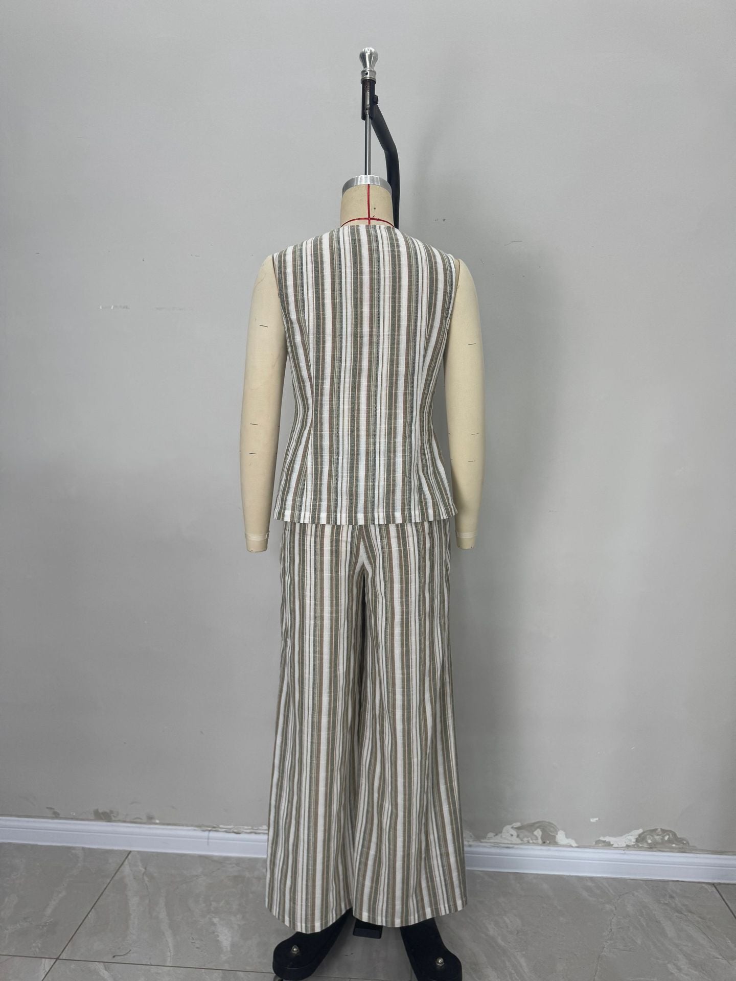 O1CN01bYqwSC1zMCISxGXUC__2217524266699-0-cib GREEN STRIPE LINEN VEST SET WIDE LEG PANTS