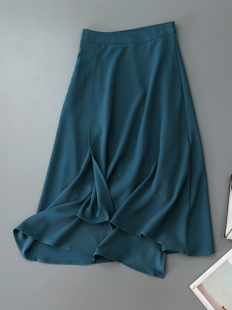 O1CN01c7BF191fP8OB7UZAT__163593998 TEAL HIGH WAIST LAYERED A-LINE MIDI SKIRT BUSINESS ELEGANT